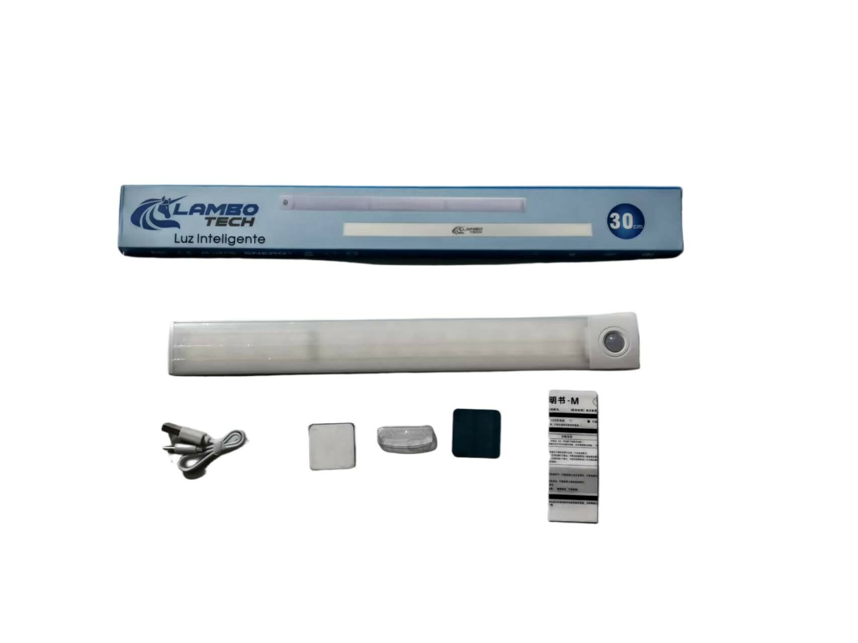 LUZ INTELIGENTE CON SENSOR 30CM RECARGABLE USB LAMBO TECH 100u