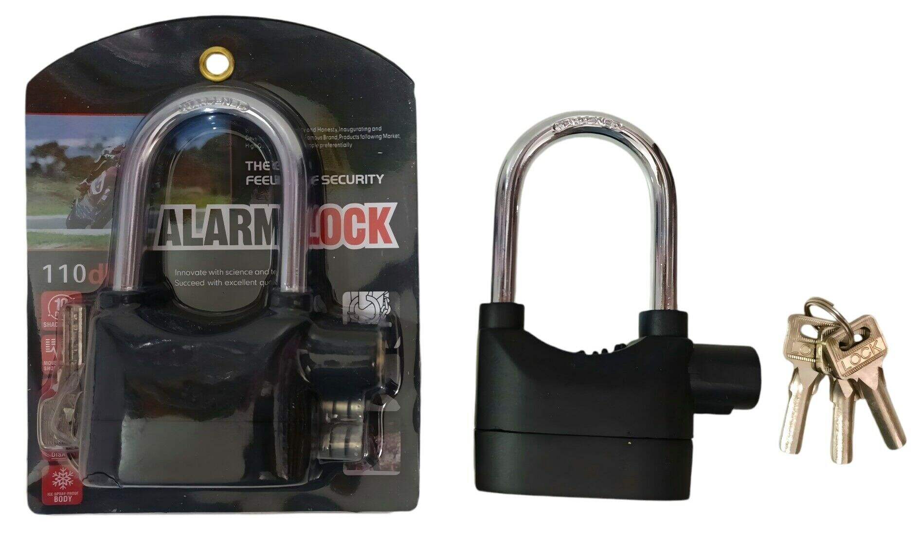 CANDADO CON ALARMA PLASTICO ABS LARGO negro 60u