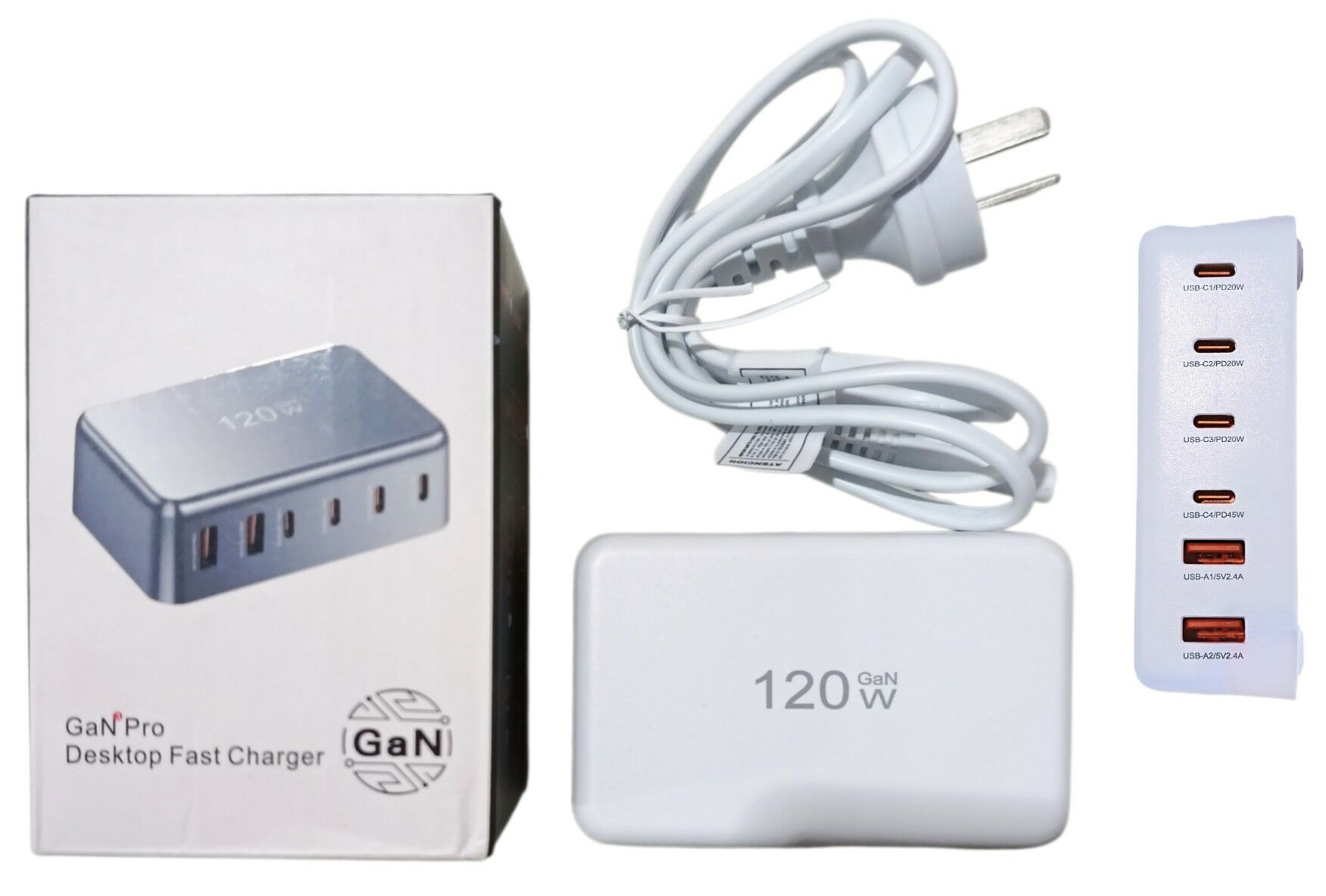 CARGADOR RAPIDO DE ESCRITORIO 120w GaN Pro YMS-120W 2 USB + 4 USB-C 50u
