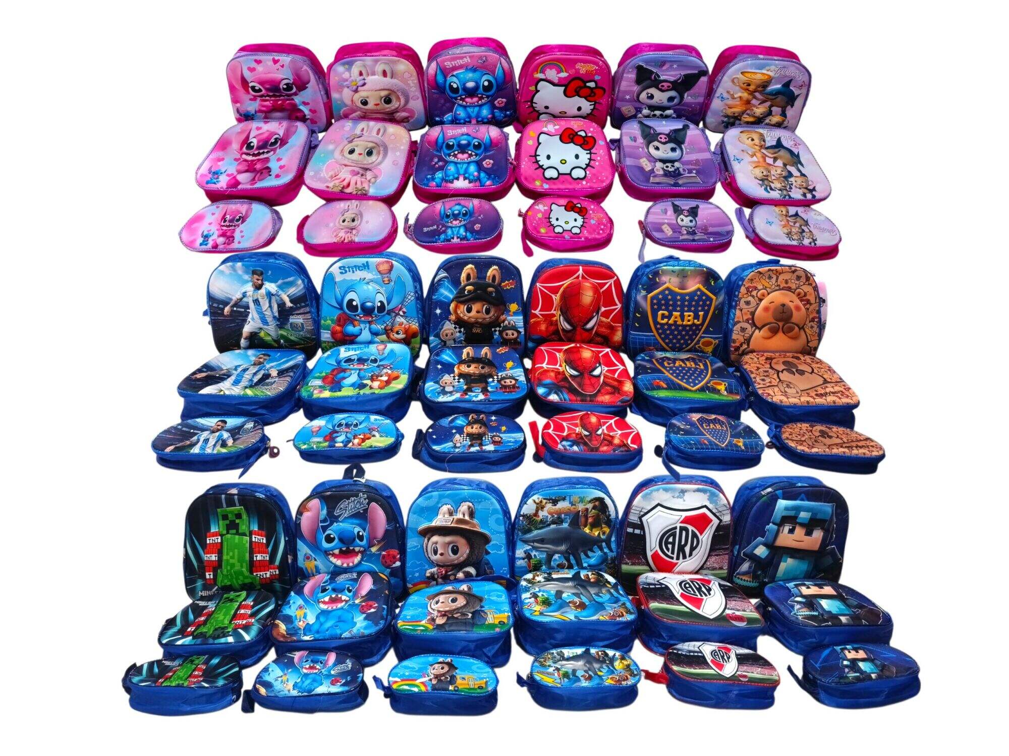 MOCHILA 12， LUNCHERA，CARTUCHERA 1 CIERRE 3D PERSONAJE 120u