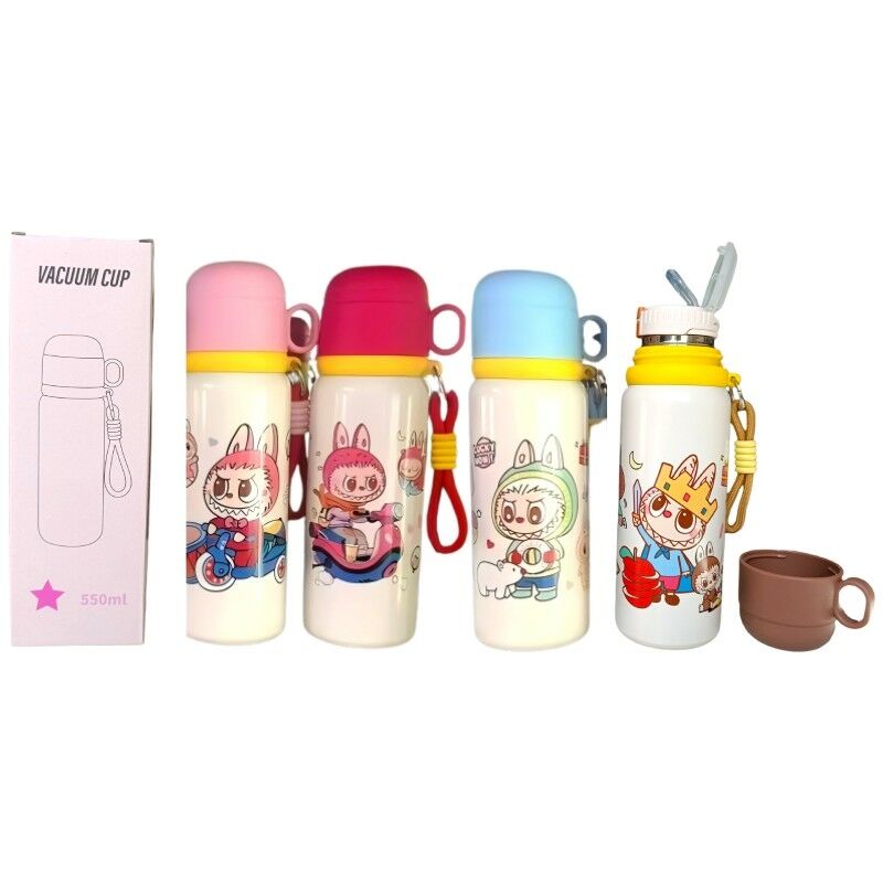 BOTELLA TERMICA con VASO COLGANTE 550ml ACERO INOXIDABLE SUS 316 ANTIDESLIZANTE capybara 60u
