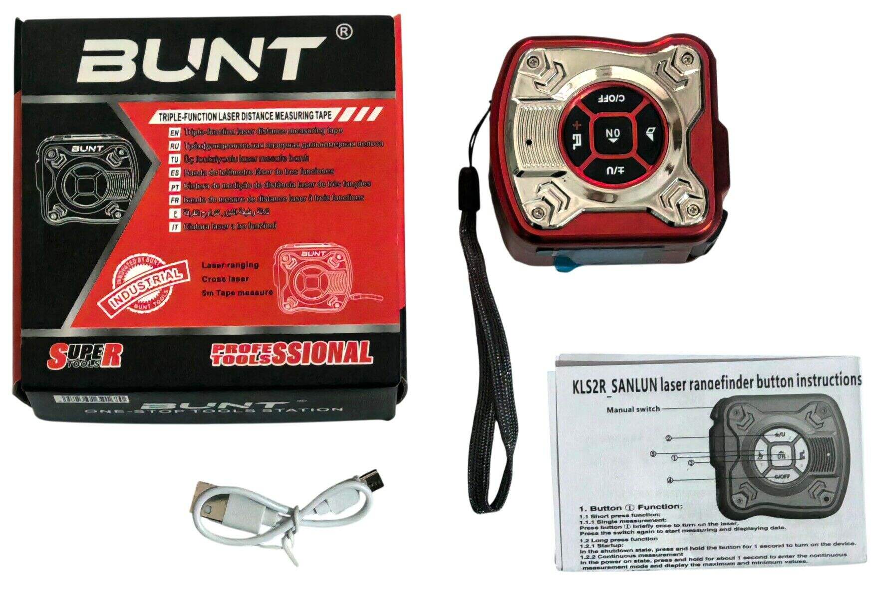 CINTA METRICA c/MEDIDOR LASER PANTALLA BUNT 48u
