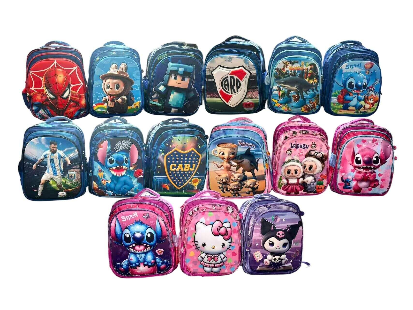 MOCHILA 16 3 CIERRES 3D DE PERSONAJES 120u