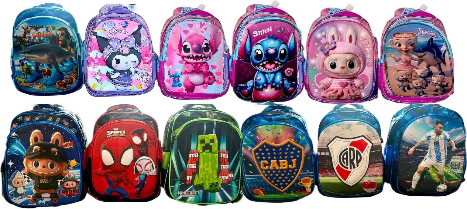 MOCHILA 14 2 CIERRES 3D DE PERSONAJES 120u
