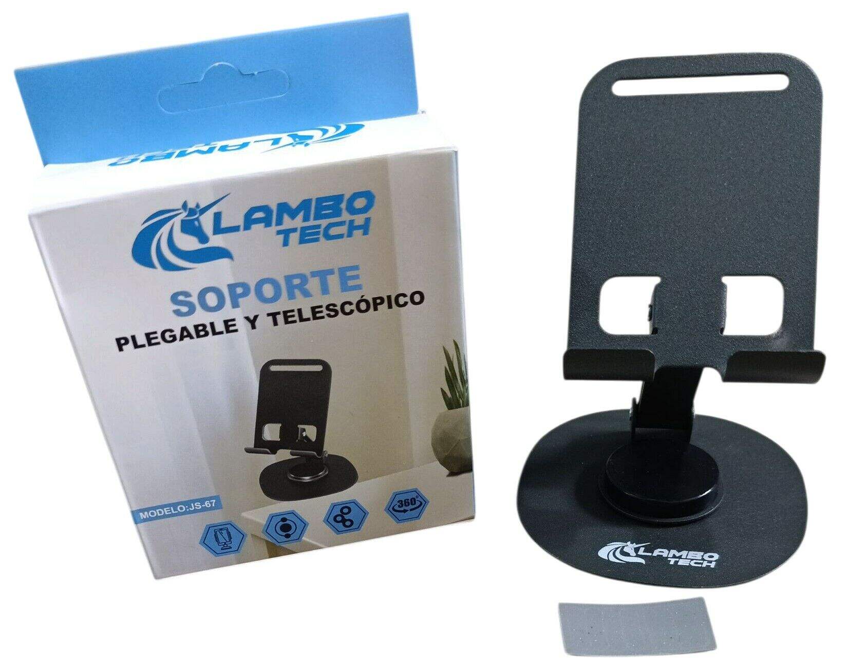 SOPORTE DE CELULAR ALUMINIO METAL JS-67 LAMBO TECH 360° gris violeta 200u
