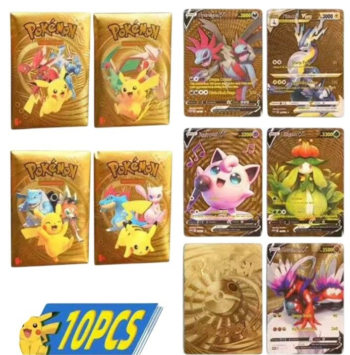 JUEGO DE CARTAS POKEMON x10pcs DORADA 900u