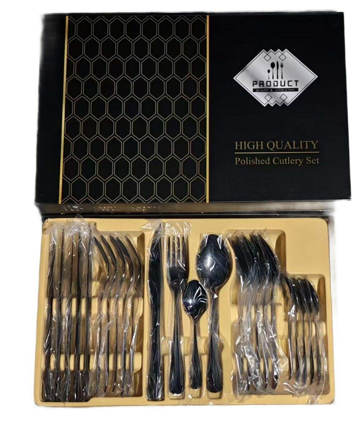 SET DE CUBIERTOS NEGRO x24pcs 12u