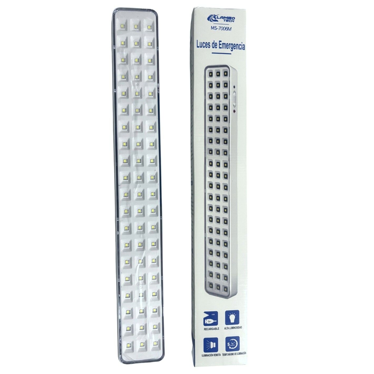 LUZ DE EMERGENCIA 60 LED LAMBO TECH MS-7006M USB RECARGABLE 60u