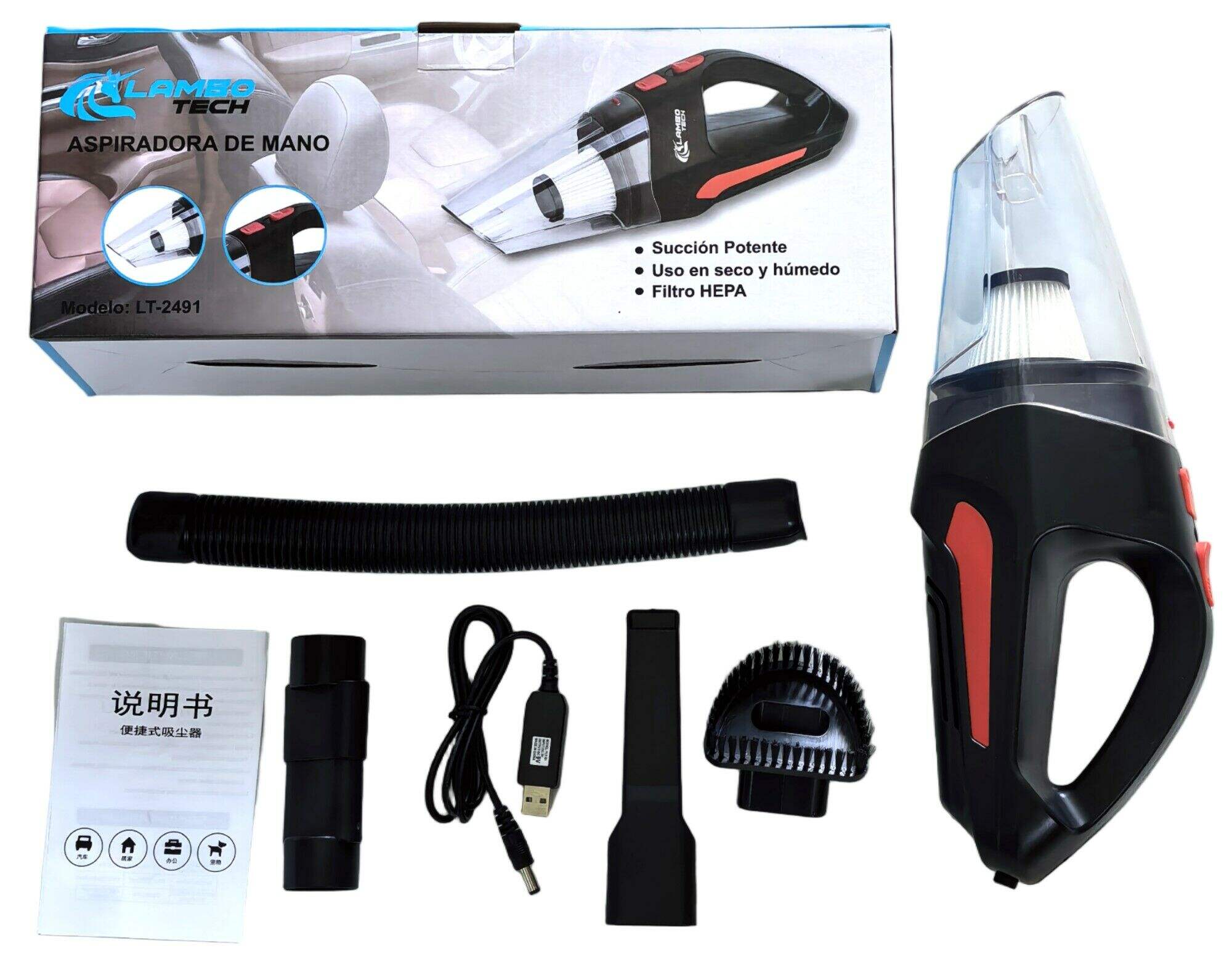 ASPIRADORA DE MANO LAMBO TECH LT-2491 INALAMBRICA PORTATIL RECARGABLE 20u