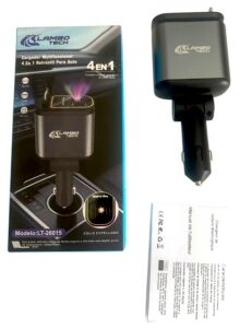 CARGADOR MULTIFUNCIONAL 4en1 RETRACTIL p/AUTO LAMBO TECH LT-26015 100u