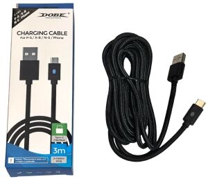 CABLE DE CARGA y DATOS DOBE 3m USB-C p/PS5 X-B N-S CELULAR 250u