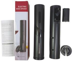 SACACORCHO ELÉCTRICO A PILA NEGRO MATE Y BRILLO 36U