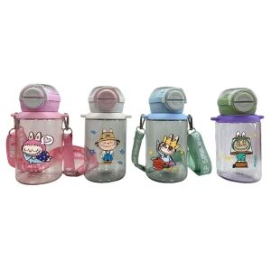 BOTELLA DE AGUA PLASTICO LABUBU c/2 PICOS 600ml 4modelos SURTIDOS 100u