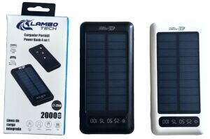 CARGADOR PORTATIL POWER BANK SOLAR 4en1 LAMBO TECH LT-2548 20000mAh 100u