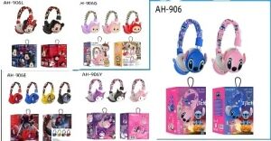 AURICULAR BLUETOOTH VINCHA AH-906 PERSONAJES 5modelos stitch labubu kuromi spiderman mickey minnie R