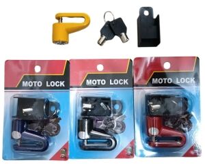 CANDADO TRABADISCO MOTO LOCK METAL c/LLAVE SOPORTE 100u