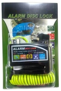 CANDADO TRABADISCO CON ALARMA Y CABLE 20negro 10rojo 10azul 10amarilla 50u