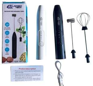 BATIDOR ESPUMADOR 2en1 LAMBO TECH YS26-187 RECARGABLE 150u