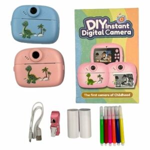 CAMARA IMPRESORA INFANTIL DINOSAURIO C/COLGANTE PAPEL DE IMPRESION 50u