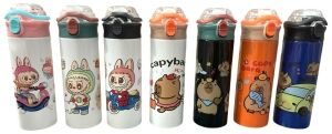 BOTELLA TERMICA con PICO SORBETE MANIJA 550ml ACERO INOXIDABLE capybara 60u