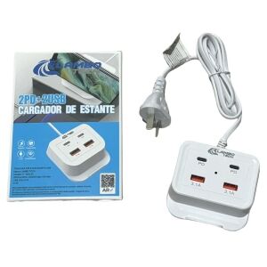 CARGADOR ESTACION DE CARGA 2PD+2USB c/PORTACELULAR LAMBO TECH LT-25AL22 RECTAGULAR 200u