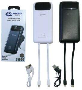 CARGADOR PORTATIL POWER BANK CARGA RAPIDA 22.5w LAMBO TECH LT-26088 35000mAh 25negro 25blanco 50u